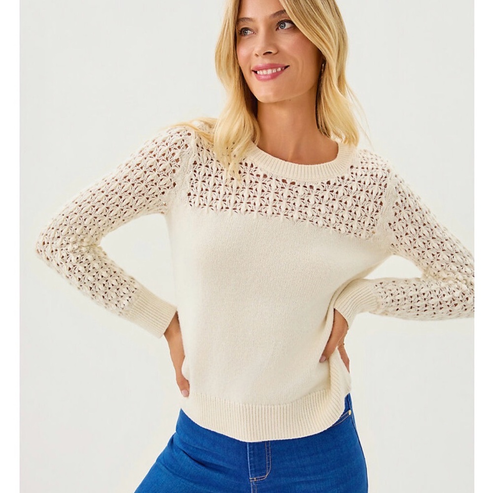 Lilly Pulitzer Cream Lace Knit Sweater